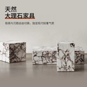 云浮天然大理石臺(tái)面輕裂紋現(xiàn)代簡(jiǎn)約風(fēng)圓形客廳桌面擺件茶幾邊幾