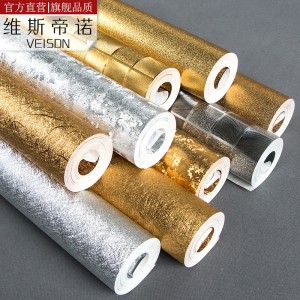 酒店ktv金箔墻紙金色銀色反光背景墻壁紙pvc拉絲紋佛堂天花板裝修