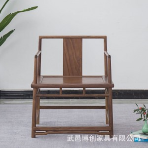 新中式老榆木茶椅客人椅 直背椅 禪意簡約官帽椅茶室圈椅太師椅