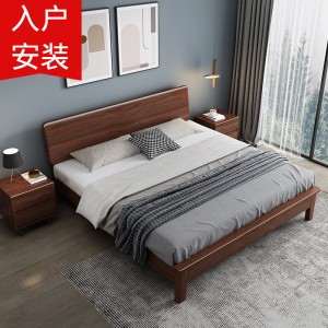 北歐實(shí)木床1.2米簡約1.8米雙人床經(jīng)濟(jì)型主臥公寓民宿1.5米床家用