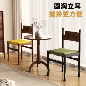中古實(shí)木椅子法式輕奢復(fù)古餐椅設(shè)計(jì)師椅梳妝椅實(shí)木餐椅家用靠背椅