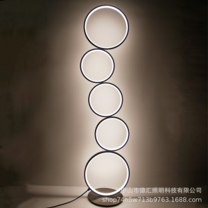 跨境創(chuàng)意led圓圈簡約落地?zé)艨蛷d臥室現(xiàn)代暖光觸摸調(diào)光五環(huán)落地?zé)? onmouseover=