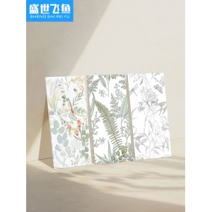 法式復(fù)古植物花磚衛(wèi)生間防滑瓷磚牛油果綠色廚房浴室墻磚陽臺地磚